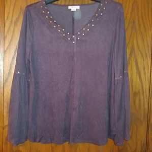 Inc Macy's brand purple faux suede top